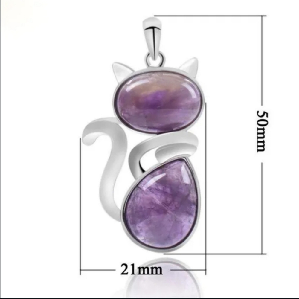New Crystal Cat Pendant Chain Necklace - Picture 6 of 6